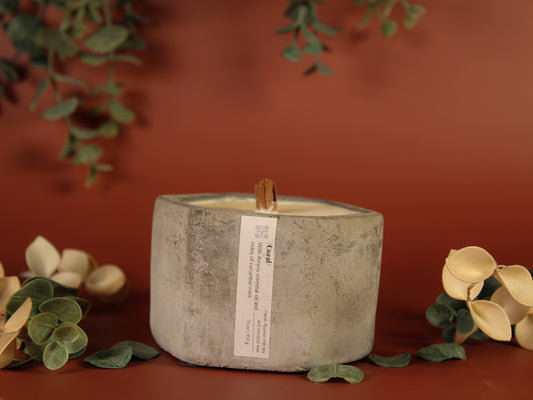 Coral Concrete Candle